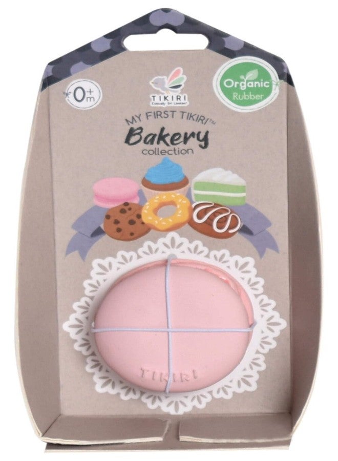 Tikiri Macaroon Baby Teether & Rattle – Organic Natural Rubber Toy | 2-in-1 Infant Teething Relief & Sensory Rattle, Safe BPA-Free Baby Toy | Pretend Play Food for Kitchen & Tea Party Fun (0+ Months, 1 in) - Image 5